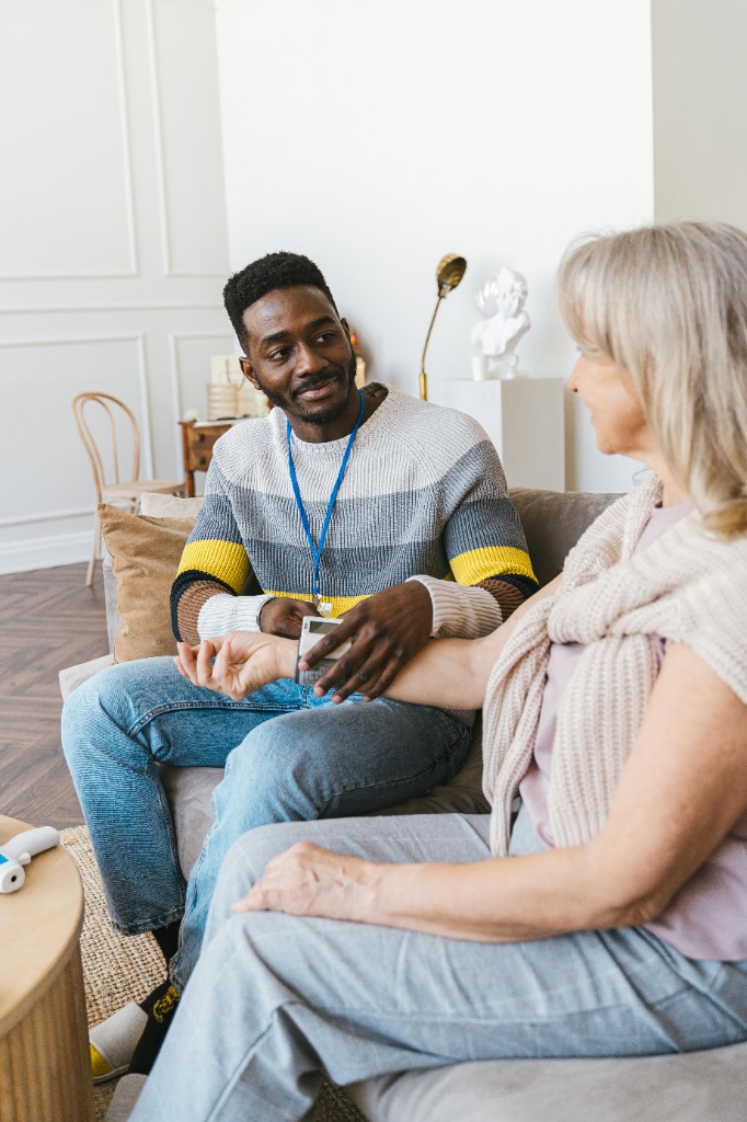 Caregiver providing support at home